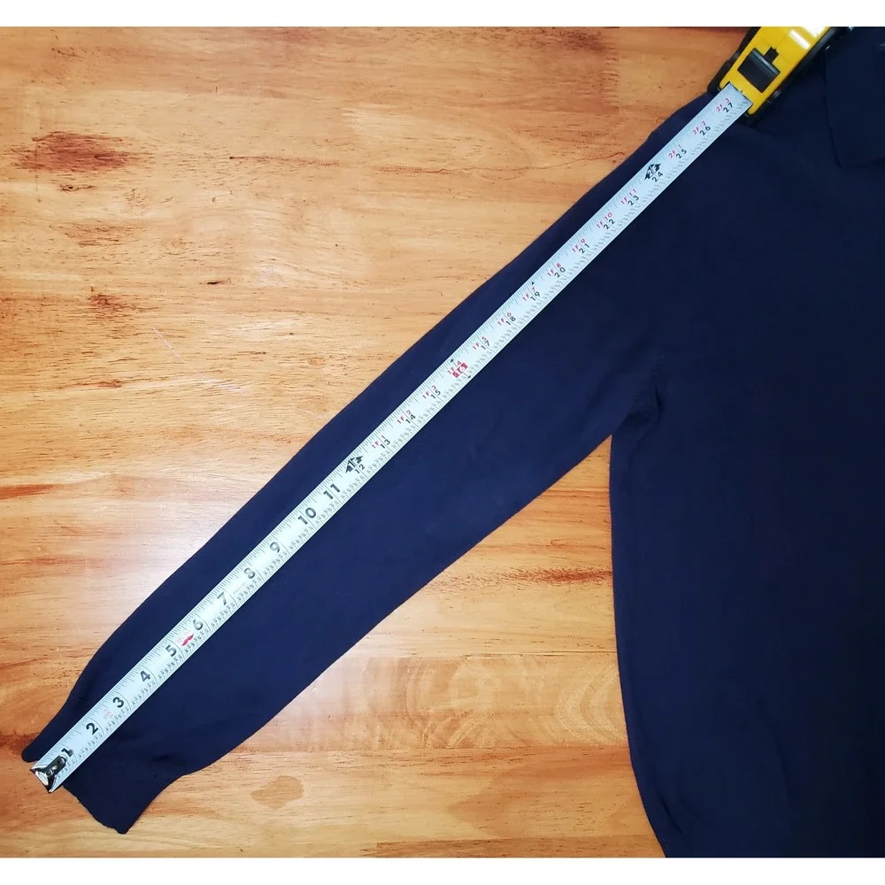 Vintage Polo Ralph Lauren Pima Cotton Italian Yarn Mens Medium Navy Blue Sweater